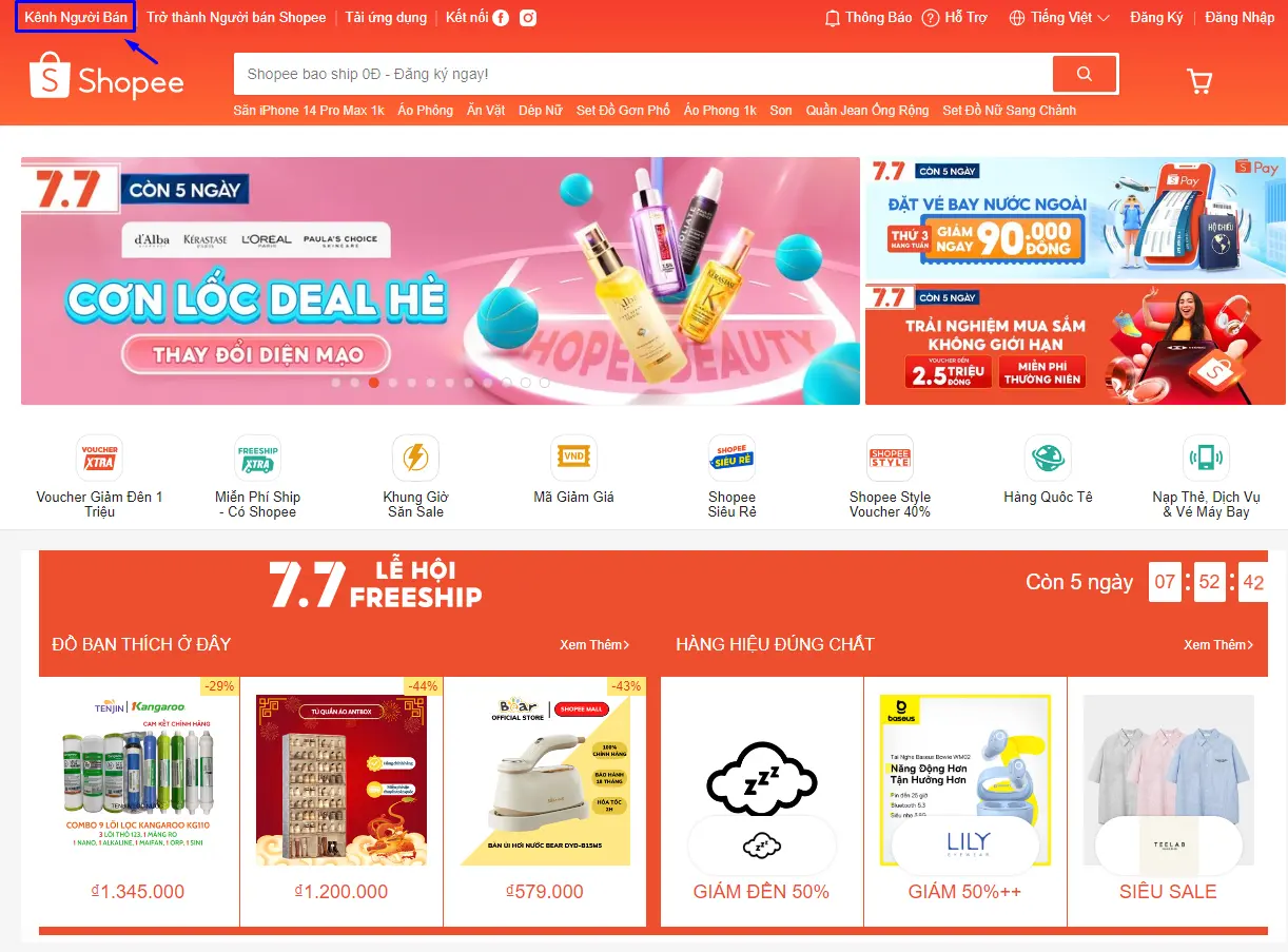 Chọn Kênh người bán Shopee - Tera CRM