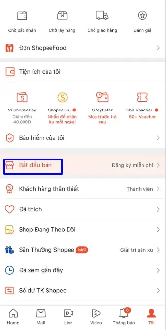 Chọn bắt đầu bán - Tera CRM