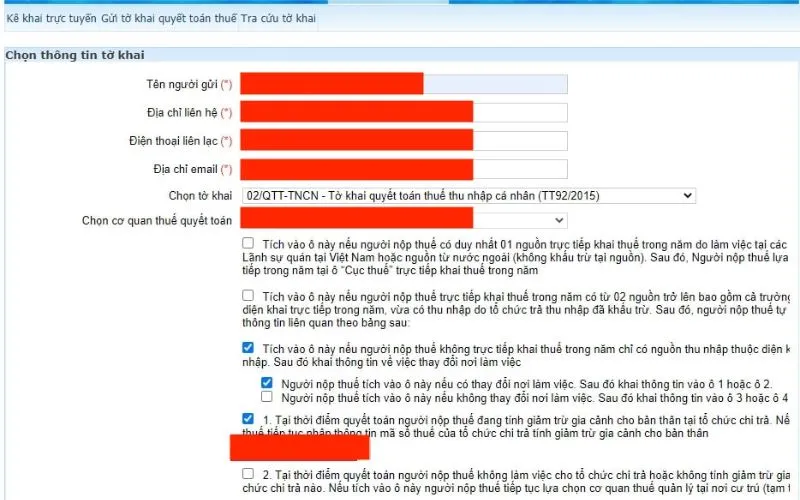 Các bước tự kê khai thuế TNCN - Bước 3